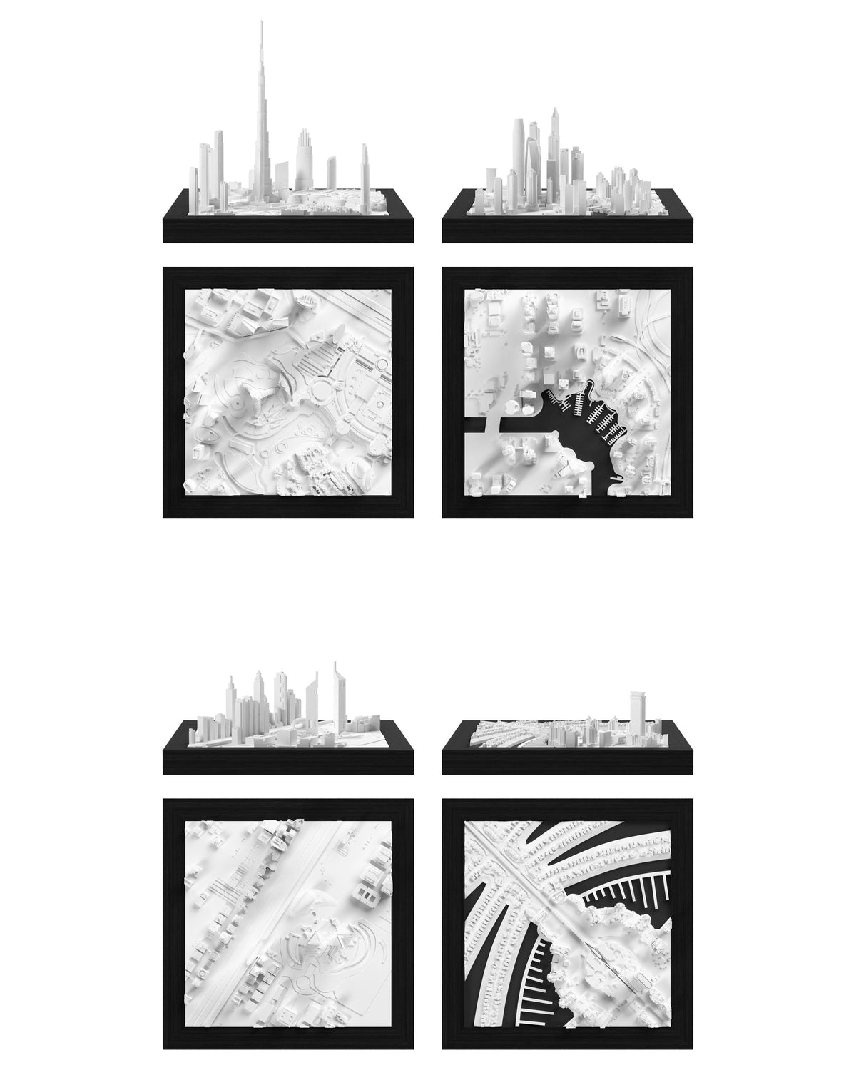 Dubai Set: Dubai - Burj Khalifa, Dubai - Marina, Dubai - Emirates Towers, Dubai - Palm Jumeirah CUBE 3D city models - CITYFRAMES