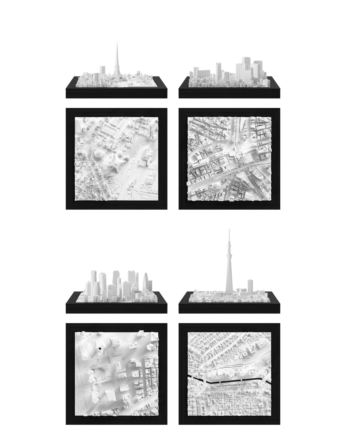 Tokyo Set: Tokyo - Tower, Tokyo - Shibuya, Tokyo - Shinjuku, Tokyo - Skytree CUBE 3D city models - CITYFRAMES