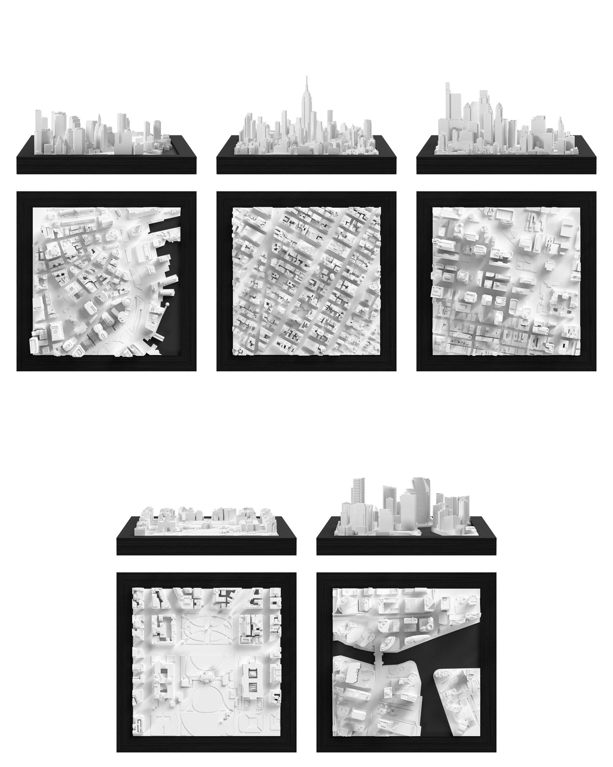 US East Coast Set: Boston, New York - Midtown, Philadelphia, Washington DC - White House, Miami CUBE 3D city models - CITYFRAMES