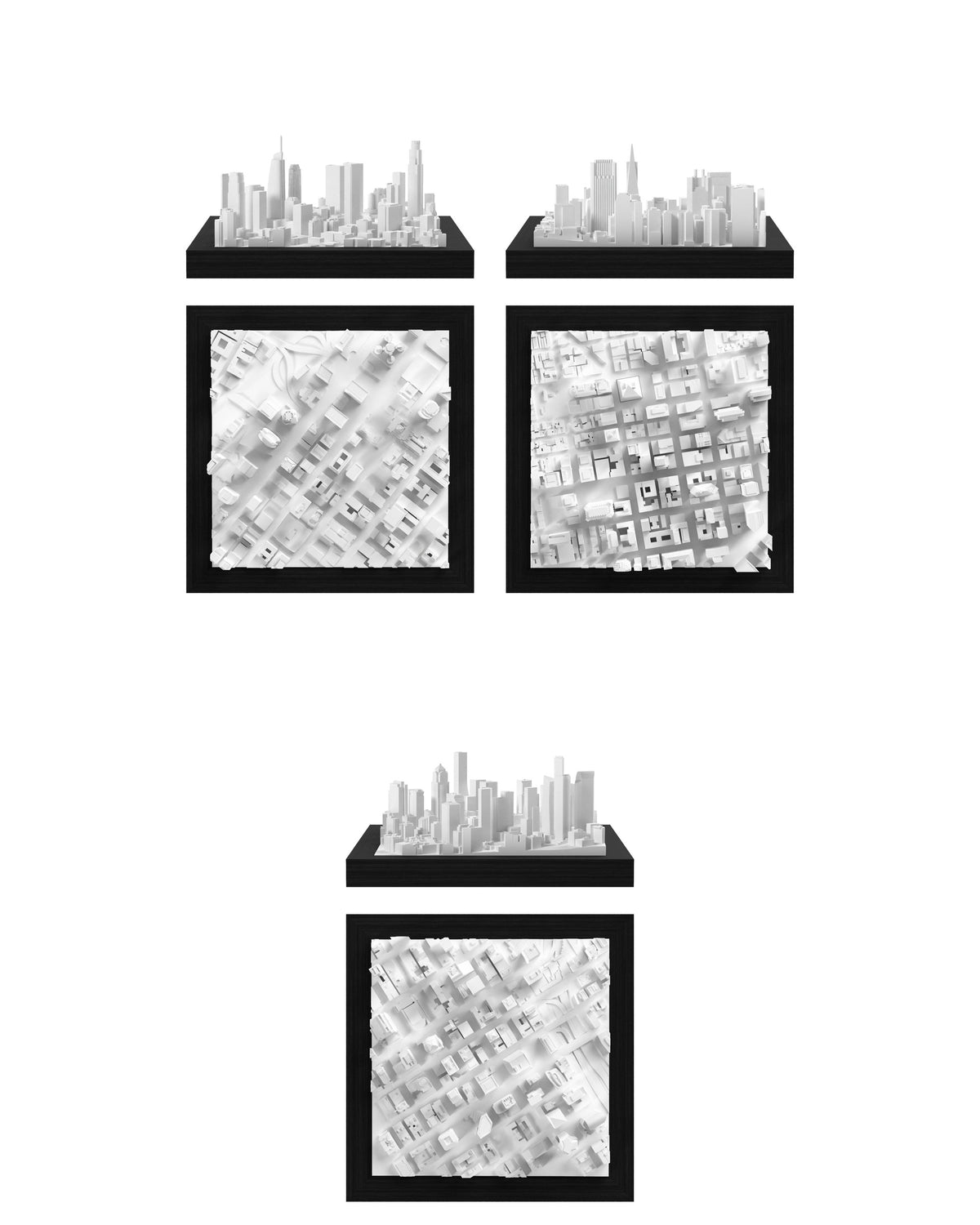 US West Coast Set: Los Angeles - City, San Francisco - Transamerica Pyramid, Seattle - Downtown CUBE 3D city models - CITYFRAMES